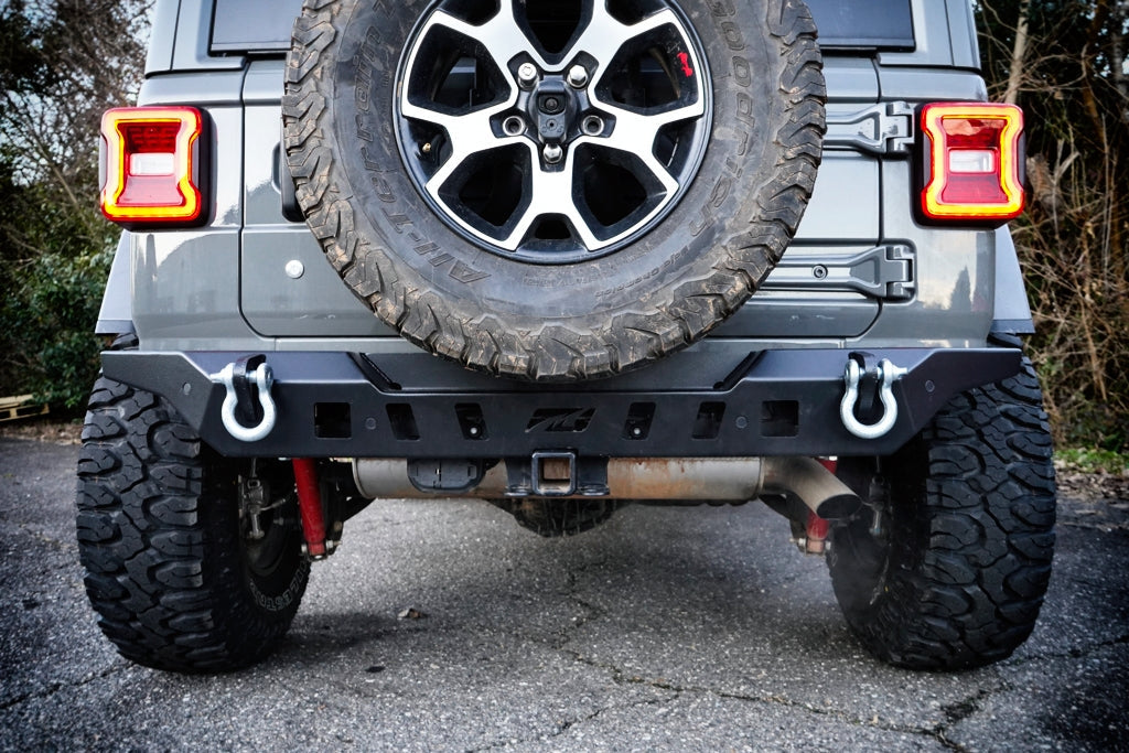 Rear Crusher Bumper w/ Light Mounts w/Spare Tire Cutout for Jeep JL