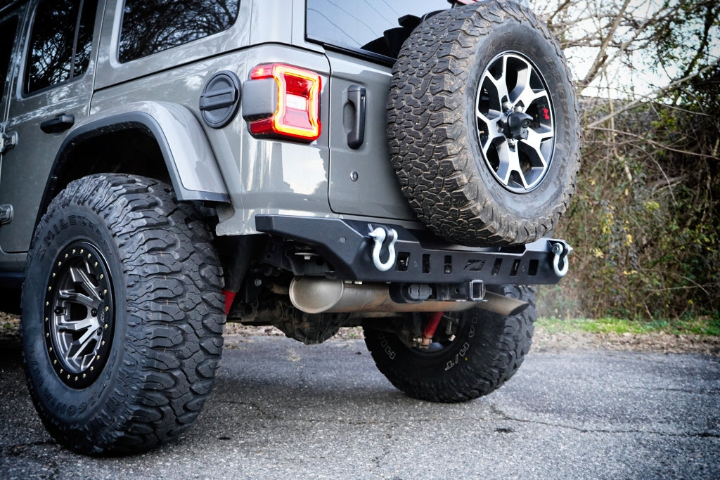 Rear Crusher Bumper w/ Light Mounts w/Spare Tire Cutout for Jeep JL