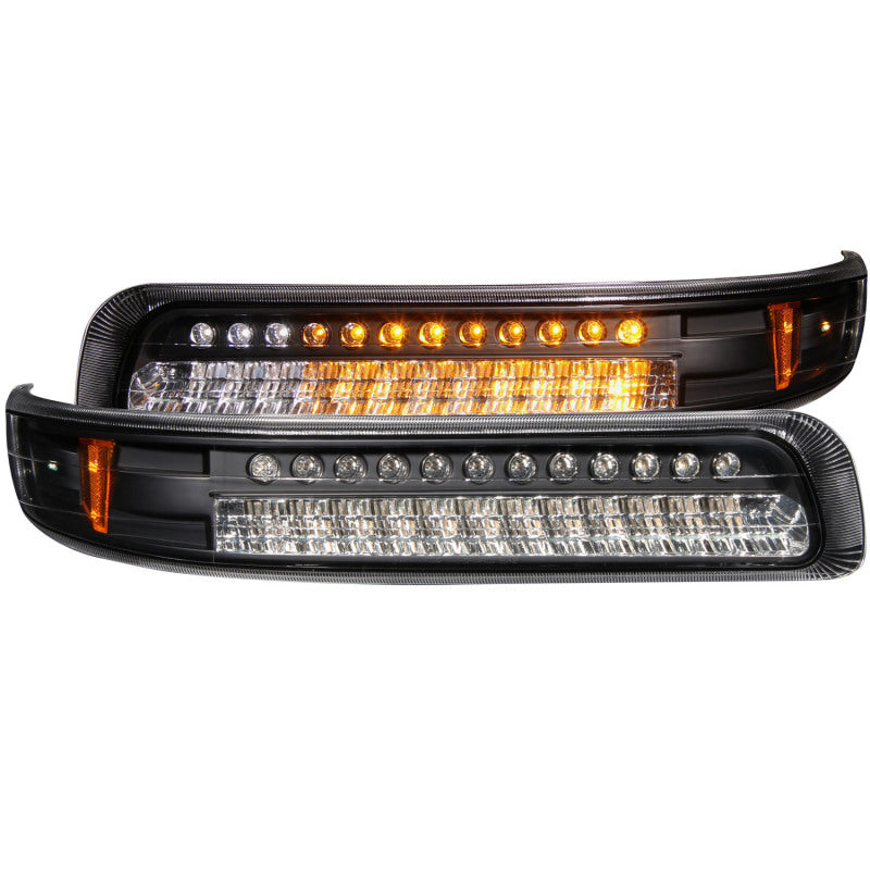 ANZO 1999-2002 Chevrolet Silverado 1500 LED Parking Lights Black w/ Amber Reflector