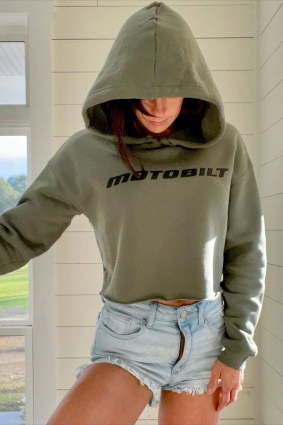 Motobilt Green Women's Crop Hoodie