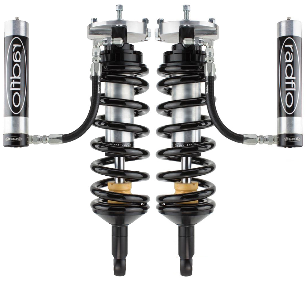 Radflo OE Replacement 2.5 Front Coilover Kit Ford F150 2004-2008 4WD With Remote Reservoir & Comp Adj Extended For Use With Aftermarket UCA