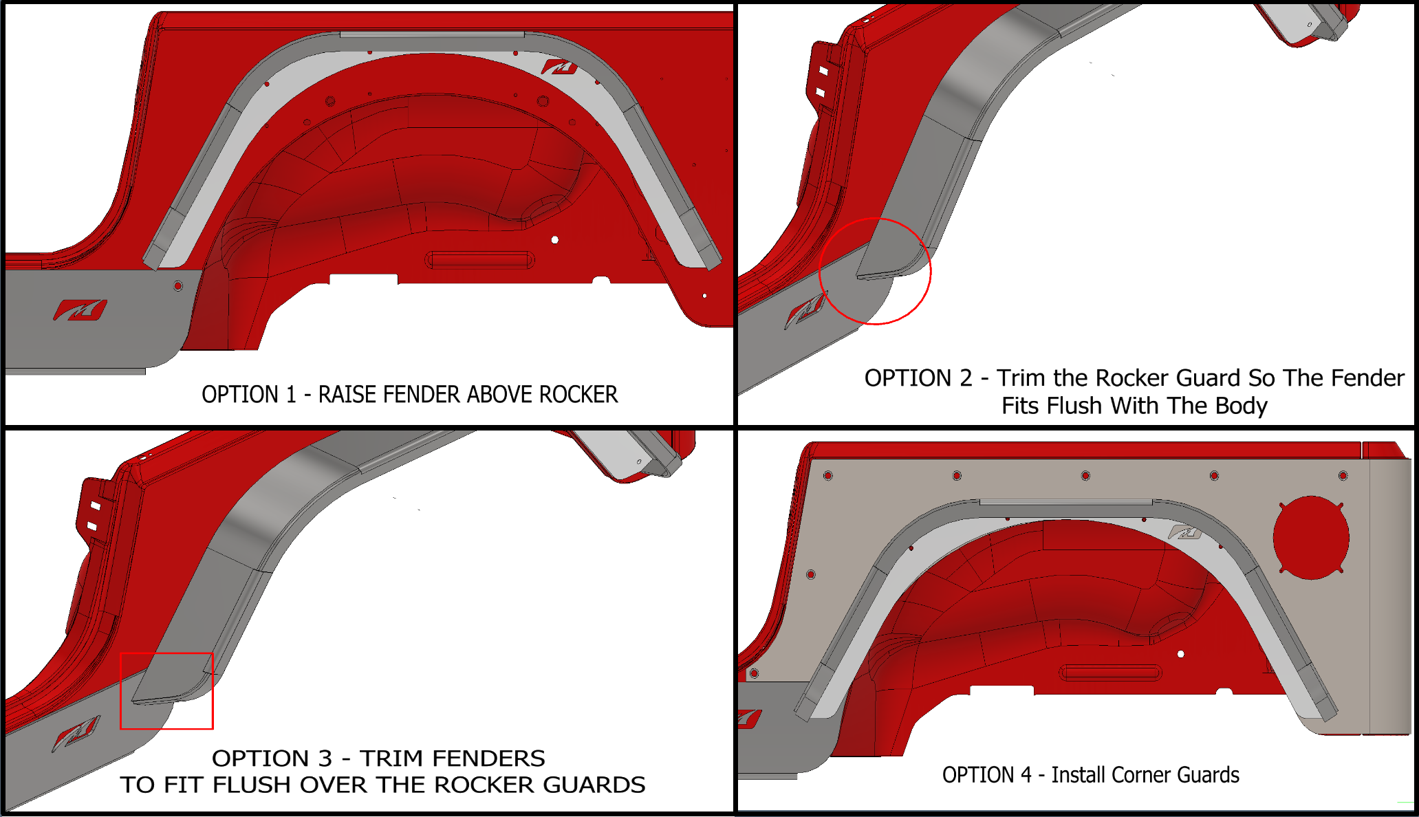 Rear Double Arch 2" Fender Flare Set for Jeep TJ/LJ