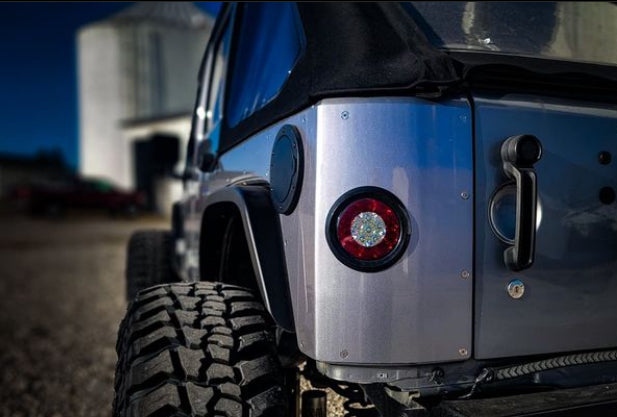 Steel Rear Corner Armor w/ Round Tail Light Holes for Jeep JKU