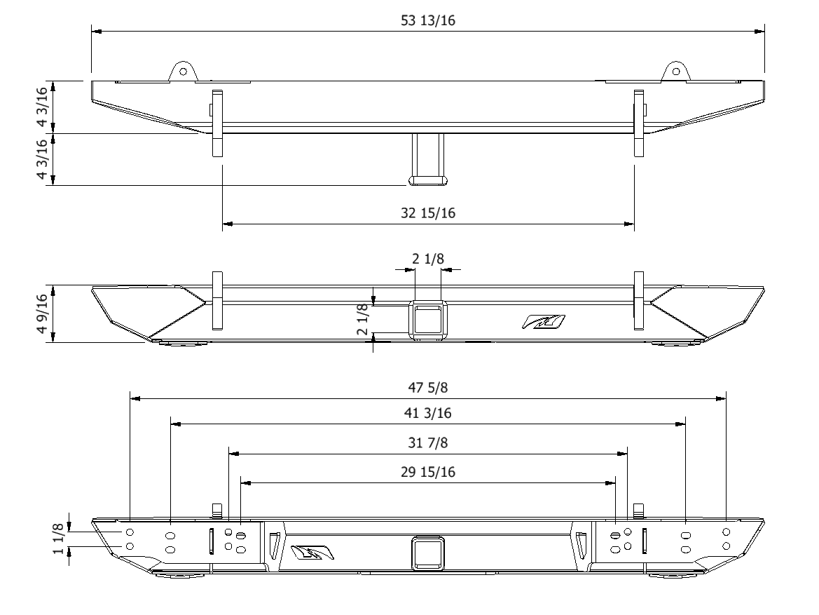 Rear Rock Crawler Bumper w/receiver for Jeep CJ / YJ / TJ / LJ