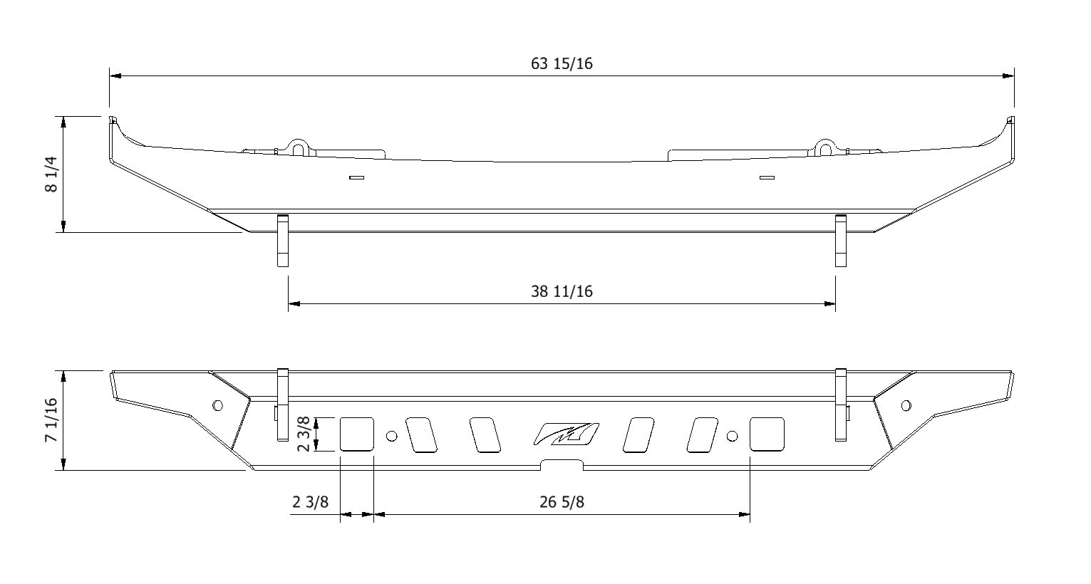 Rear Crusher Bumper w/Light Mounts Without Spare Cutout for Jeep JL