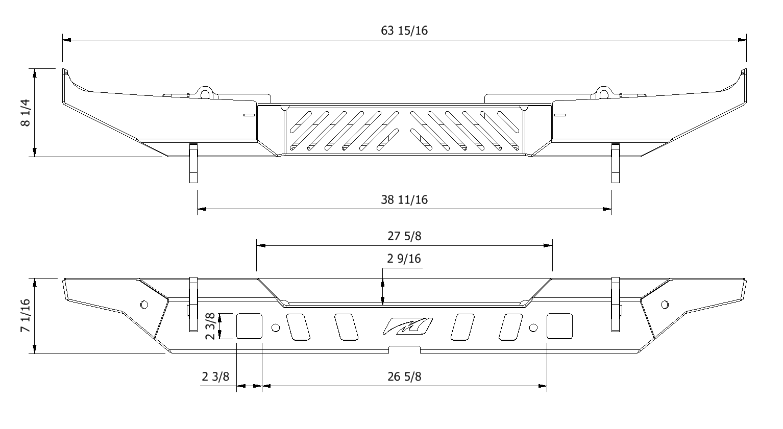 Rear Crusher Bumper w/ Light Mounts w/Spare Tire Cutout for Jeep JL