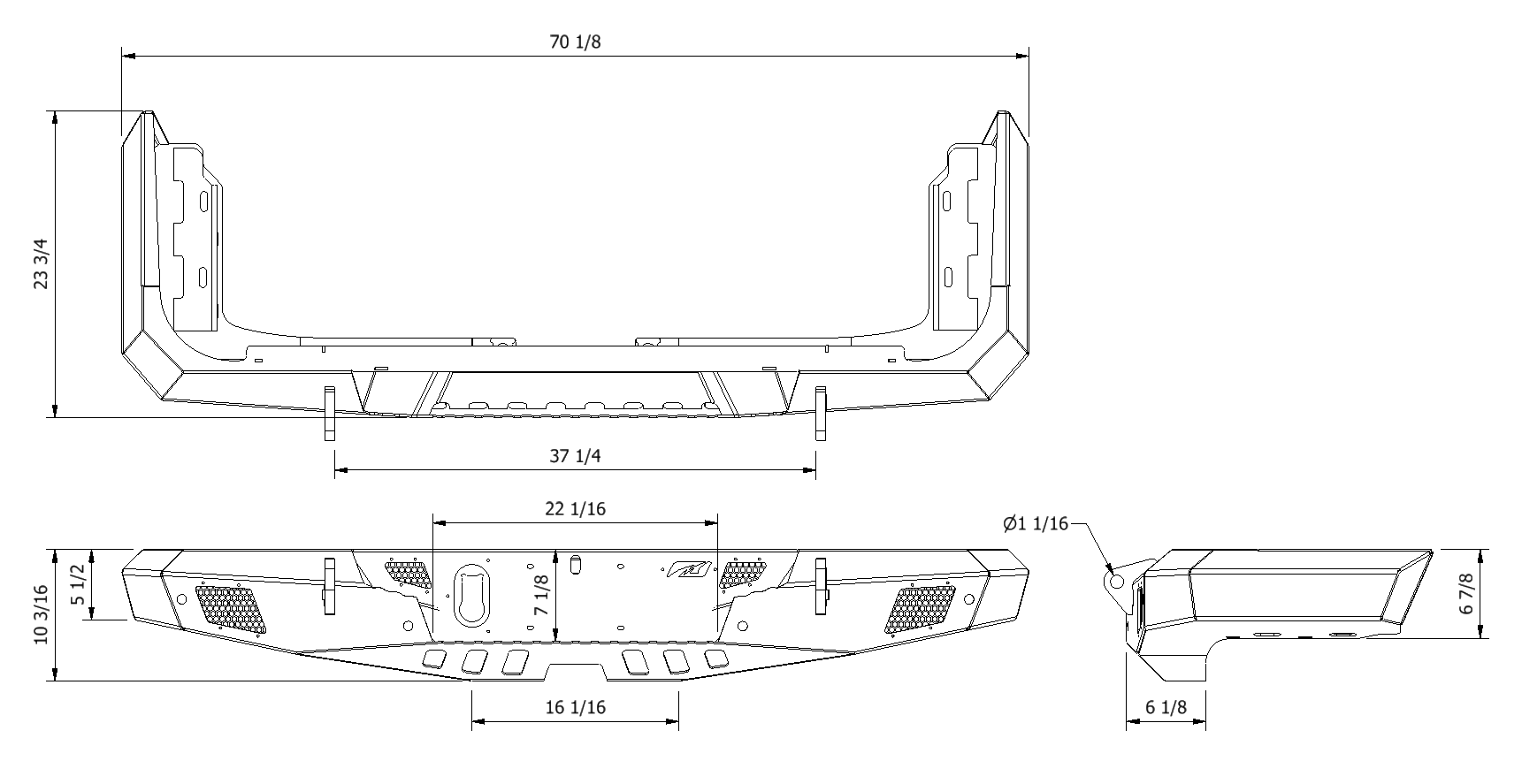 Crusher Rear Bumper for Jeep JT Gladiator