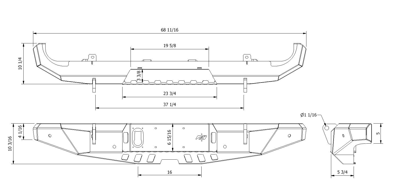 Hammer Series Rear Bumper for Jeep JT Gladiator