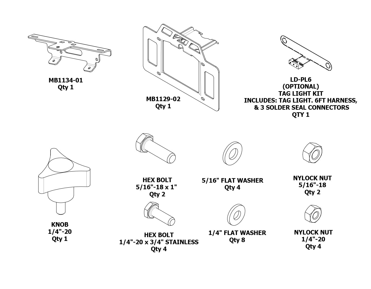 License Plate Relocator/Light Mount for MB1116 Fits Jeep YJ-TJ-LJ