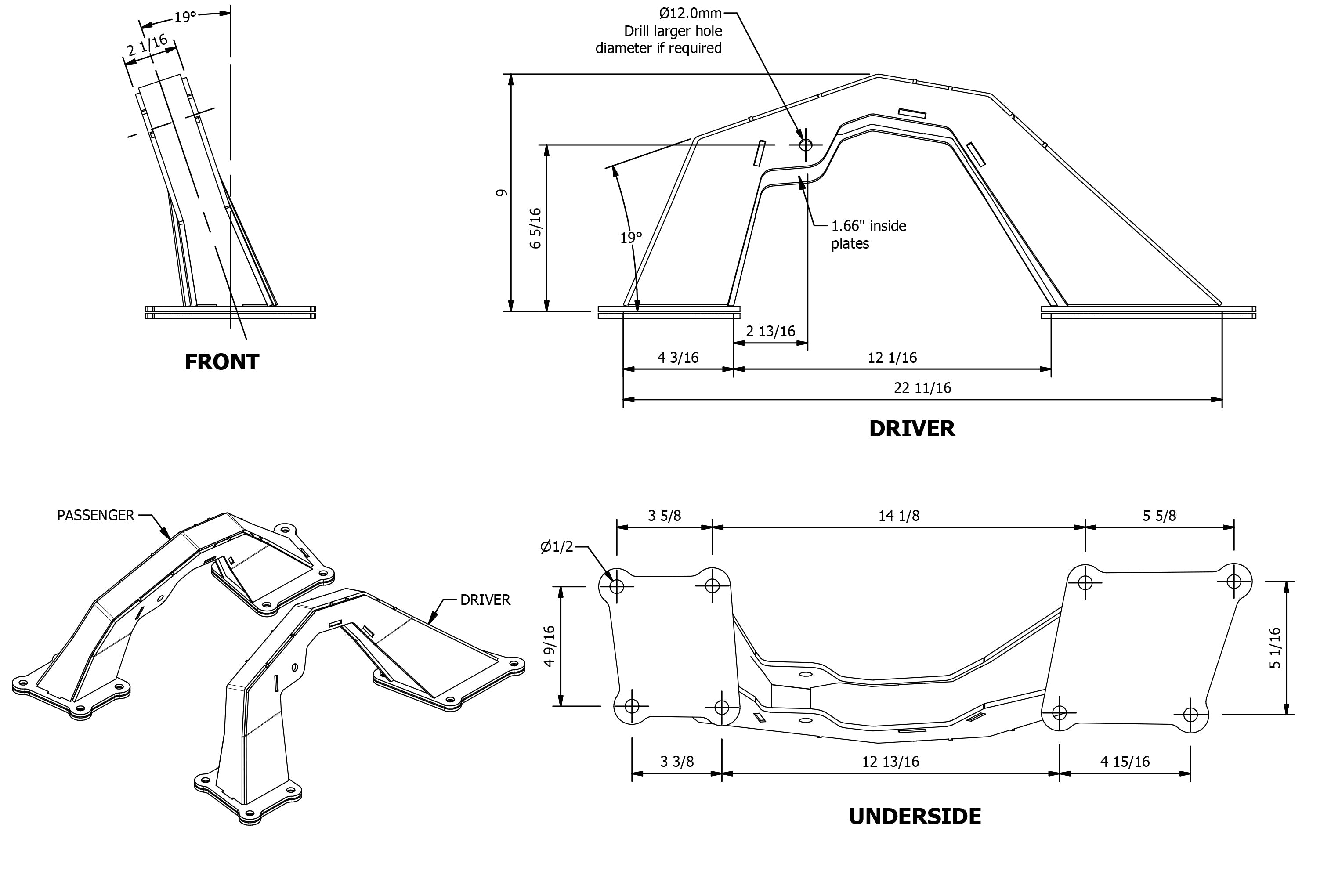 Rear Upper Coil Over Shock Mounts for High Line Fenders