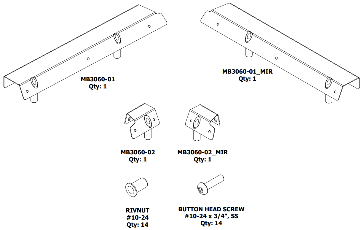 Front Soft Upper Window Adapter Kit for Motobilt Front Half Doors for Jeep JKU