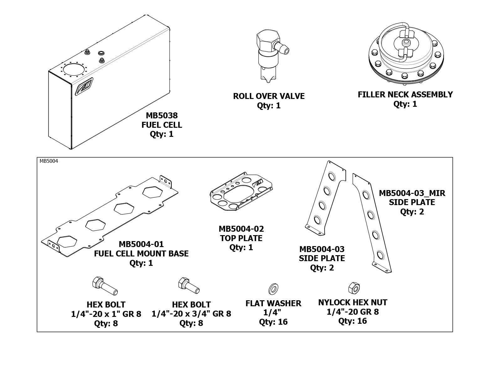 15 Gallon Fuel Cell w/ -AN Fittings 30x17x7