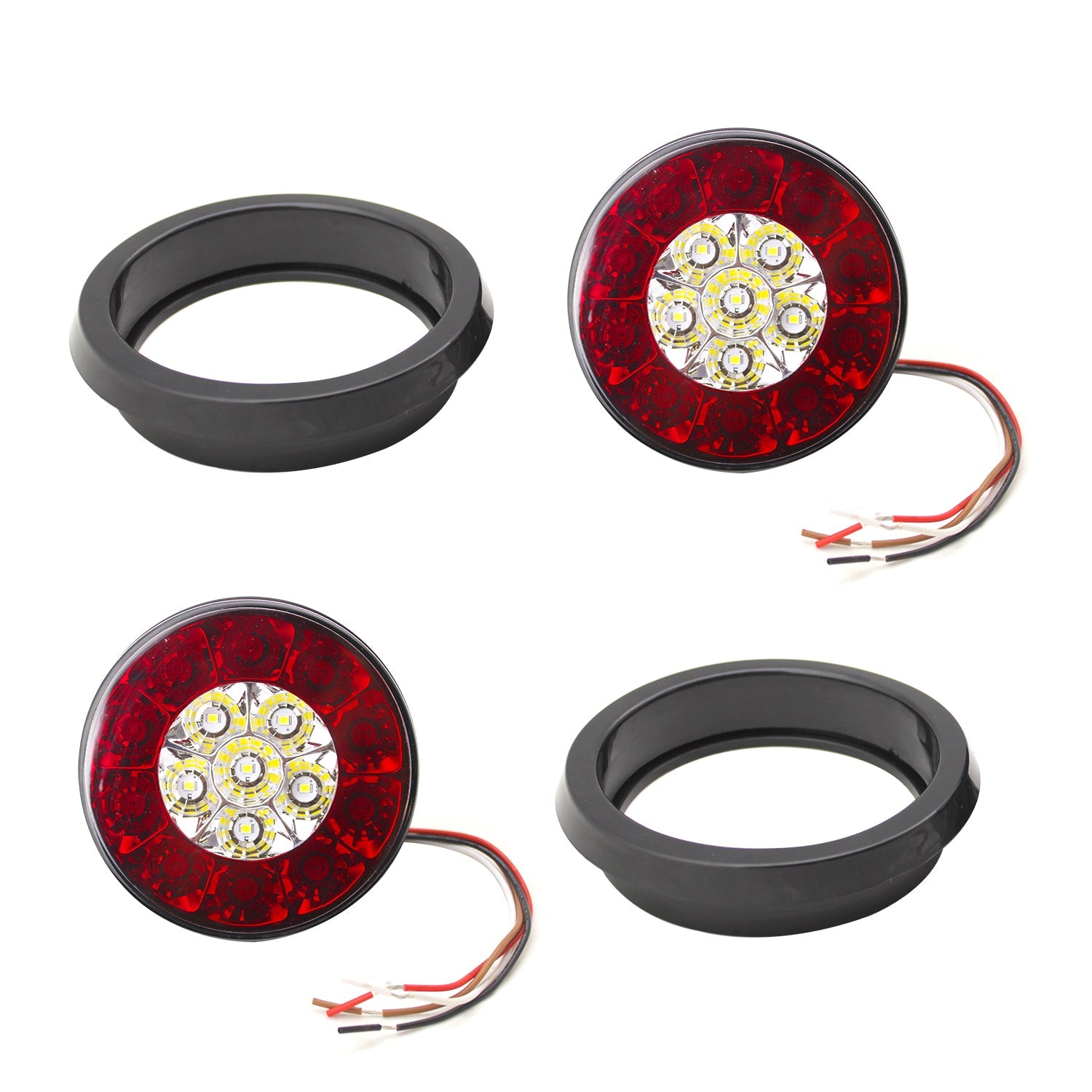 4’’ Inch Round LED Multi-Purpose Tail Lights w/ Rubber Grommets