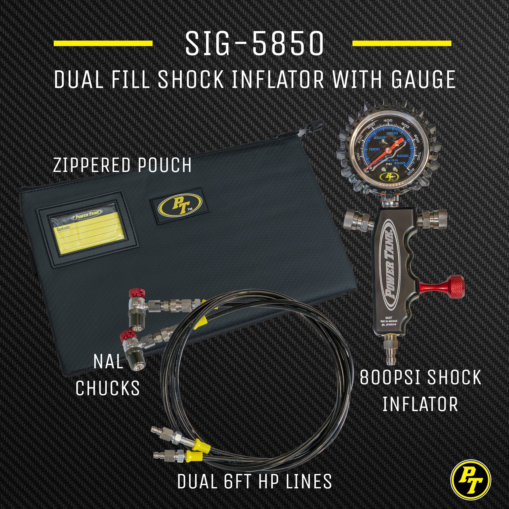 Dual Fill Shock Inflator with Gauge Power Tank