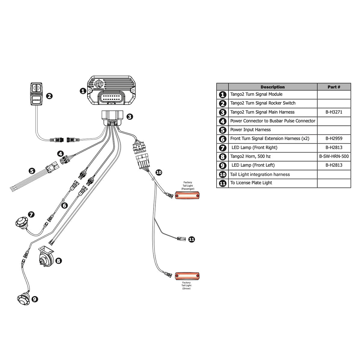 Tango2 Vehicle Specific Turn-Signal Kit with All-In-One Controller and Taillight Integration