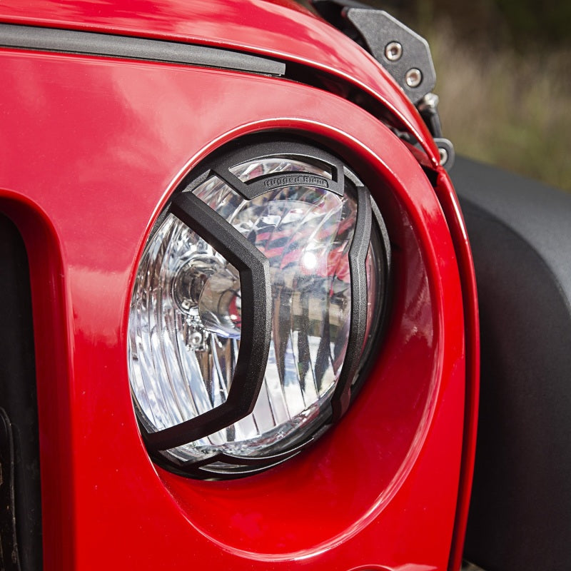 Rugged Ridge 07-18 Jeep Wrangler JK/JKU Textured Black Elite Headlight Euro Guards