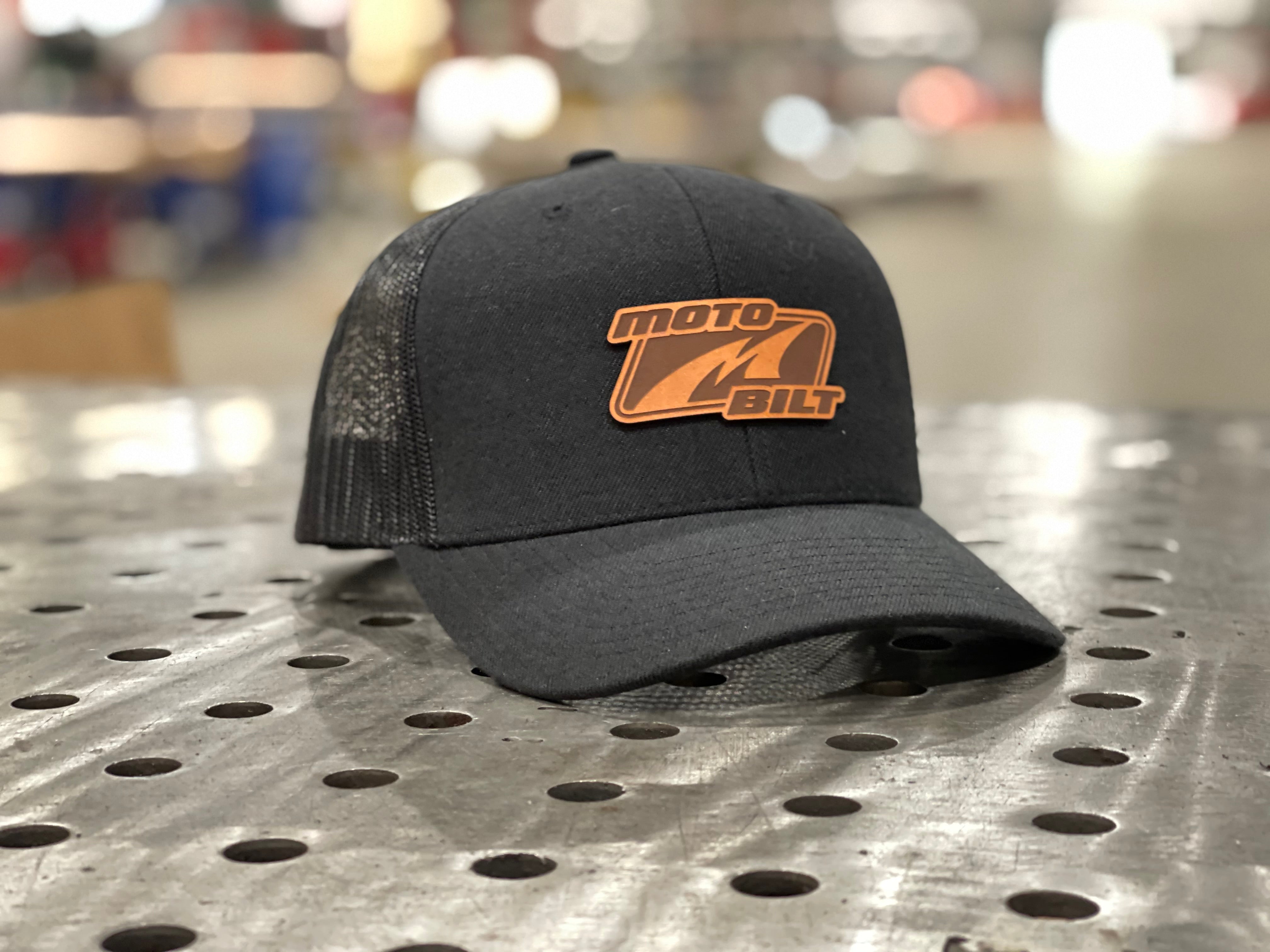 Motobilt Leather Patch Trucker Hat