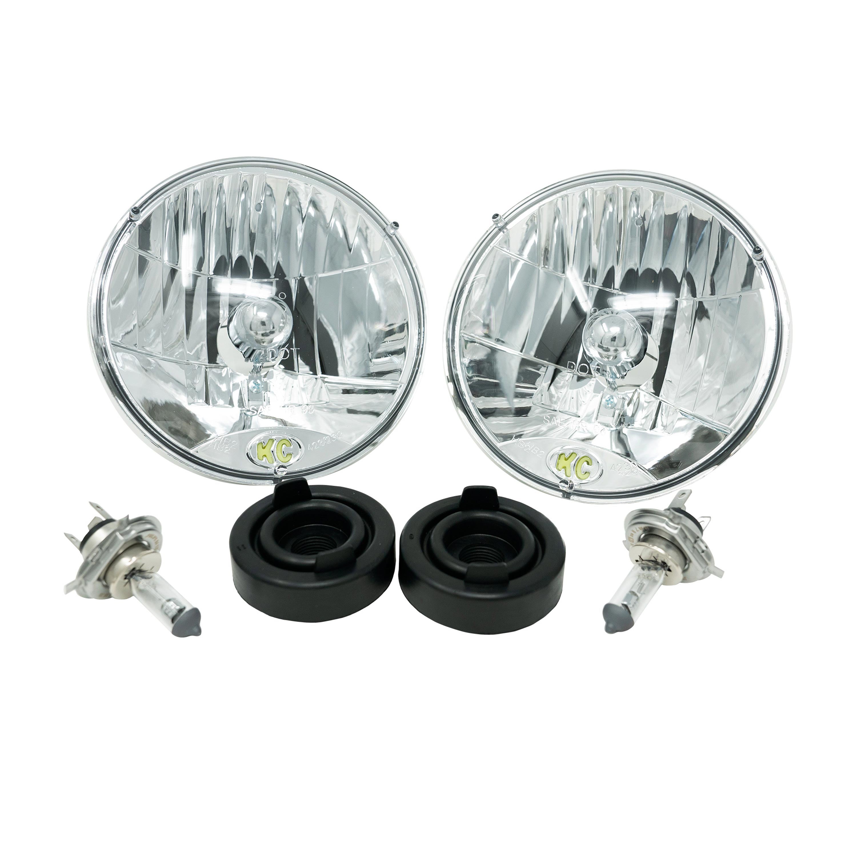 7" H4 DOT Halogen Headlights - Driving Beam - Pair - Universal / 97-06 Jeep TJ