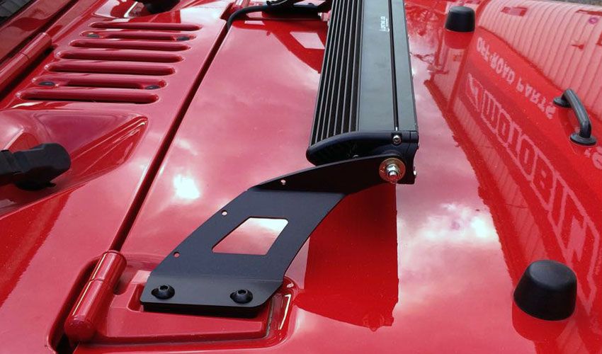 20" LED Single Row Hood Light Mount Kit for Jeep JK