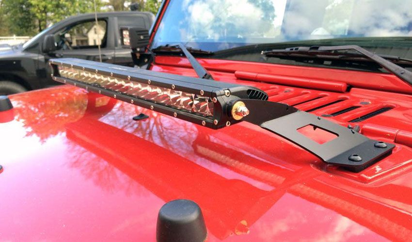 20" LED Single Row Hood Light Mount Kit for Jeep JK