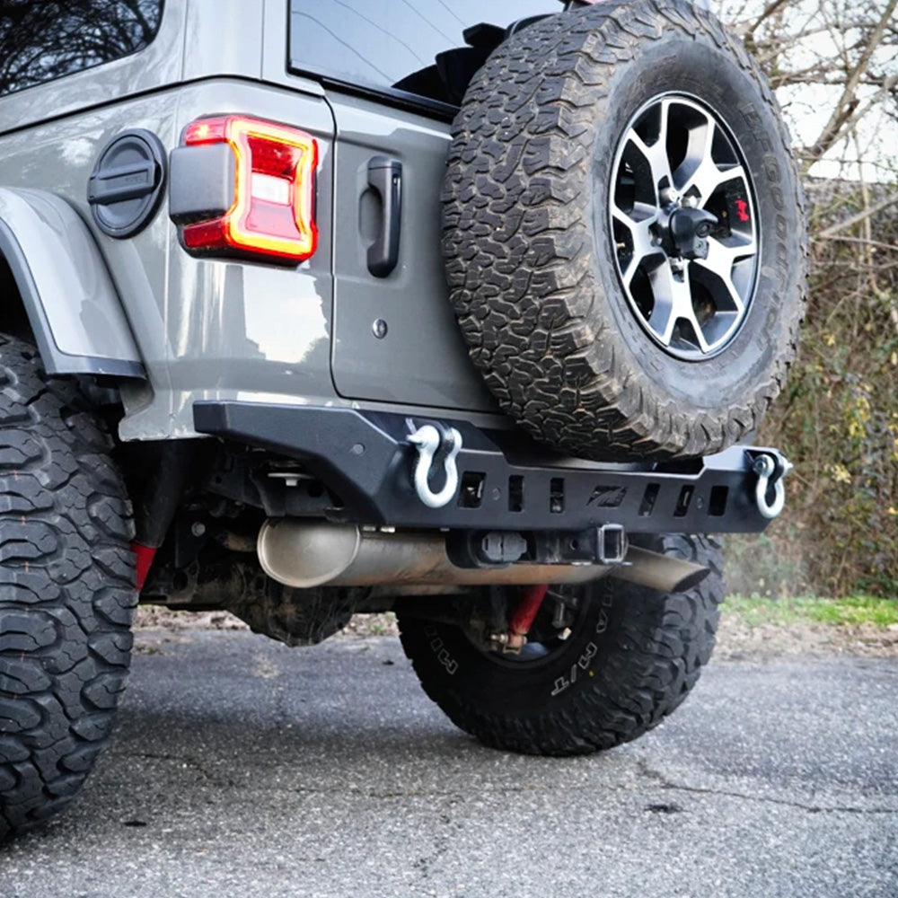 Motobilt Rear Crusher Bumper w/ Light Mounts w/Spare Tire Cutout for Jeep JL