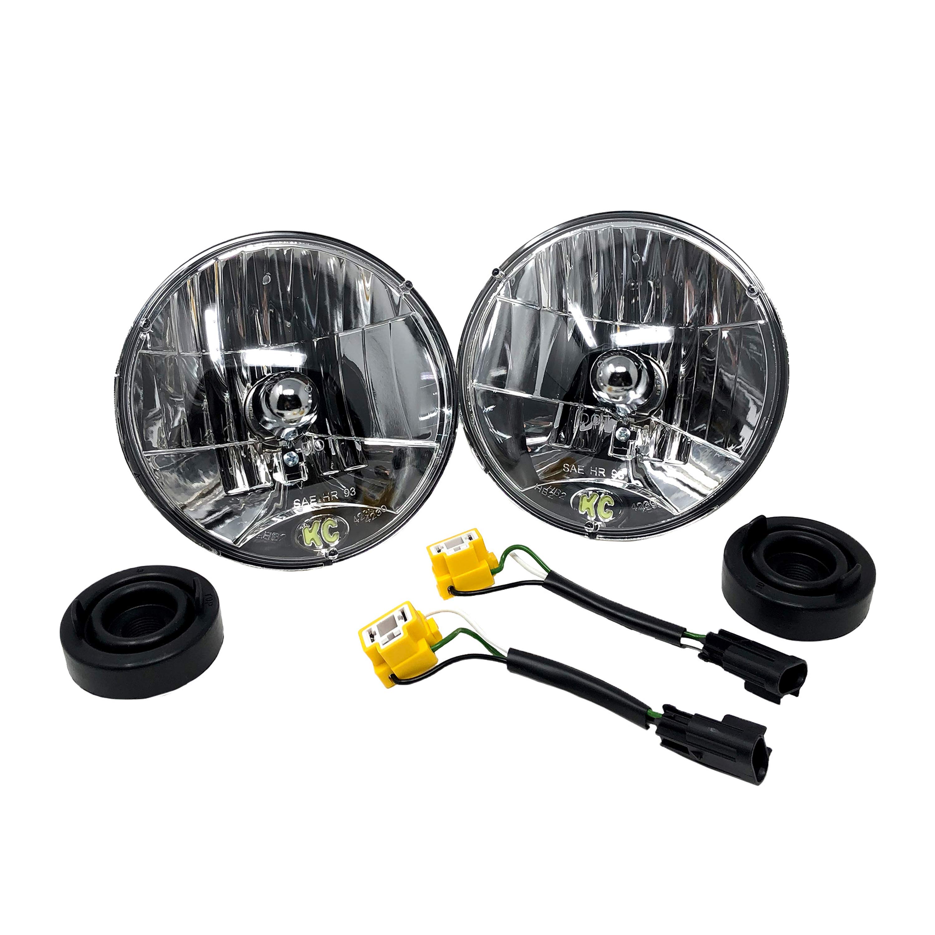 7" H4 DOT Halogen Headlights - Driving Beam - Pair - 07-18 Jeep JK