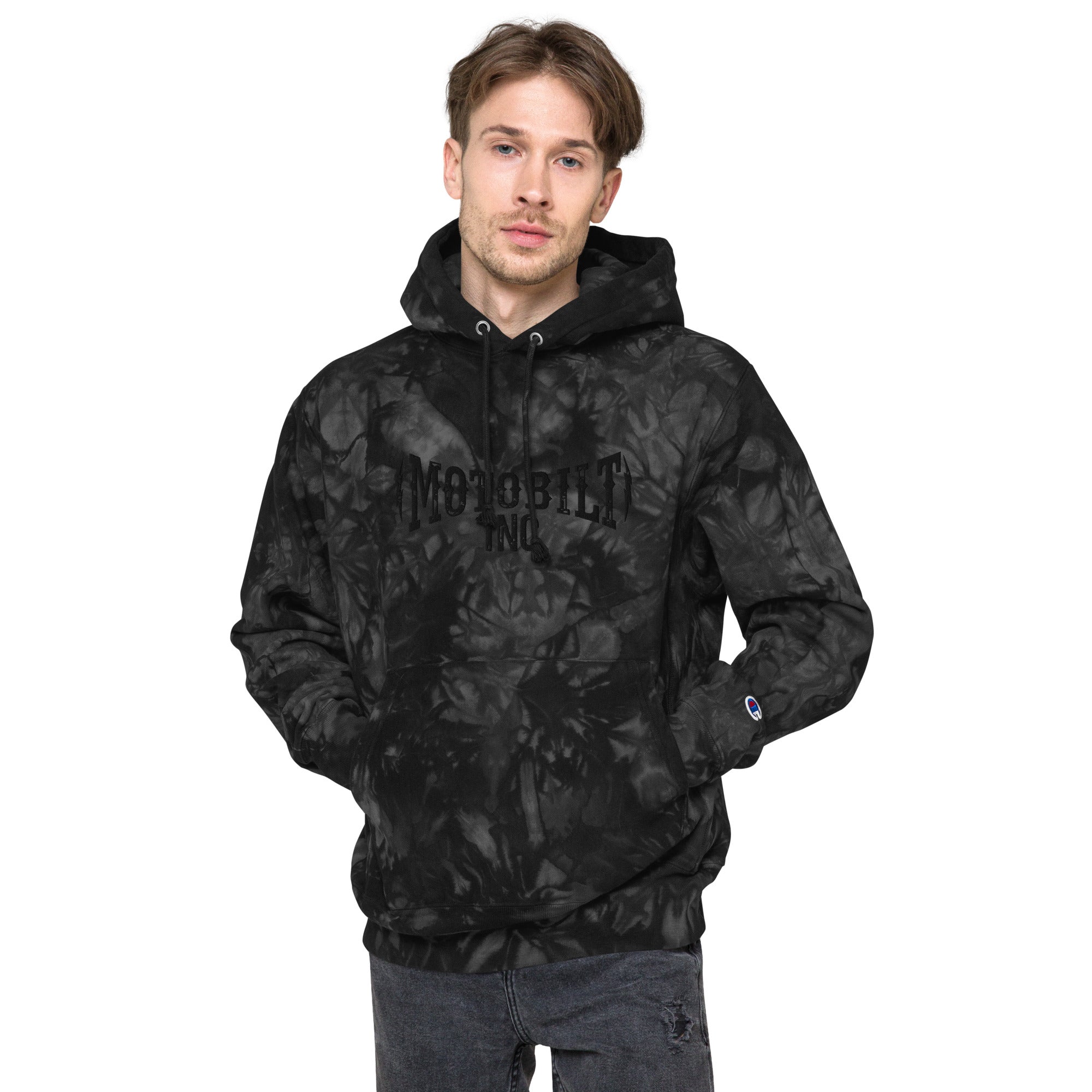 Motobilt Embroidered Champion tie-dye hoodie