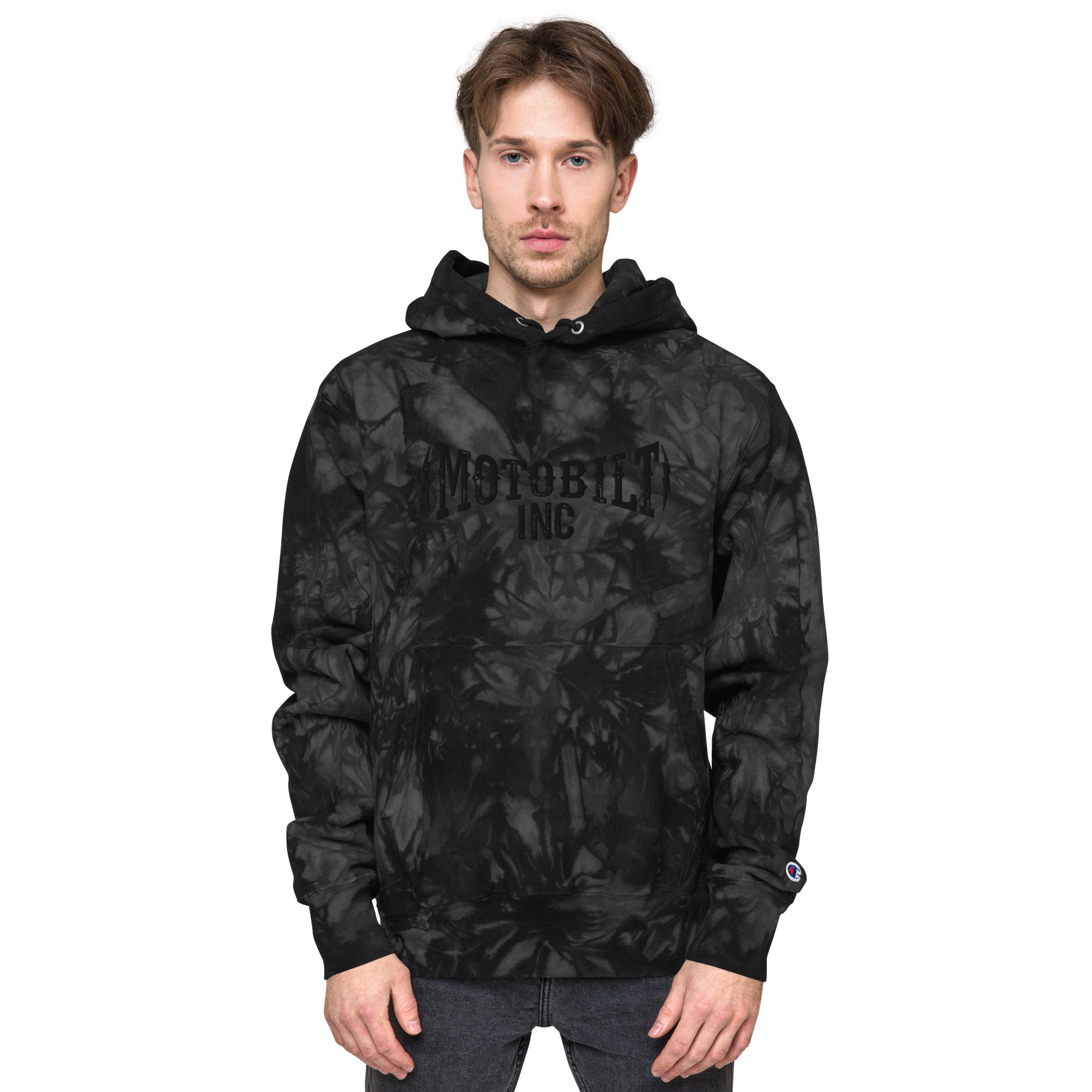 Motobilt Embroidered Champion tie-dye hoodie