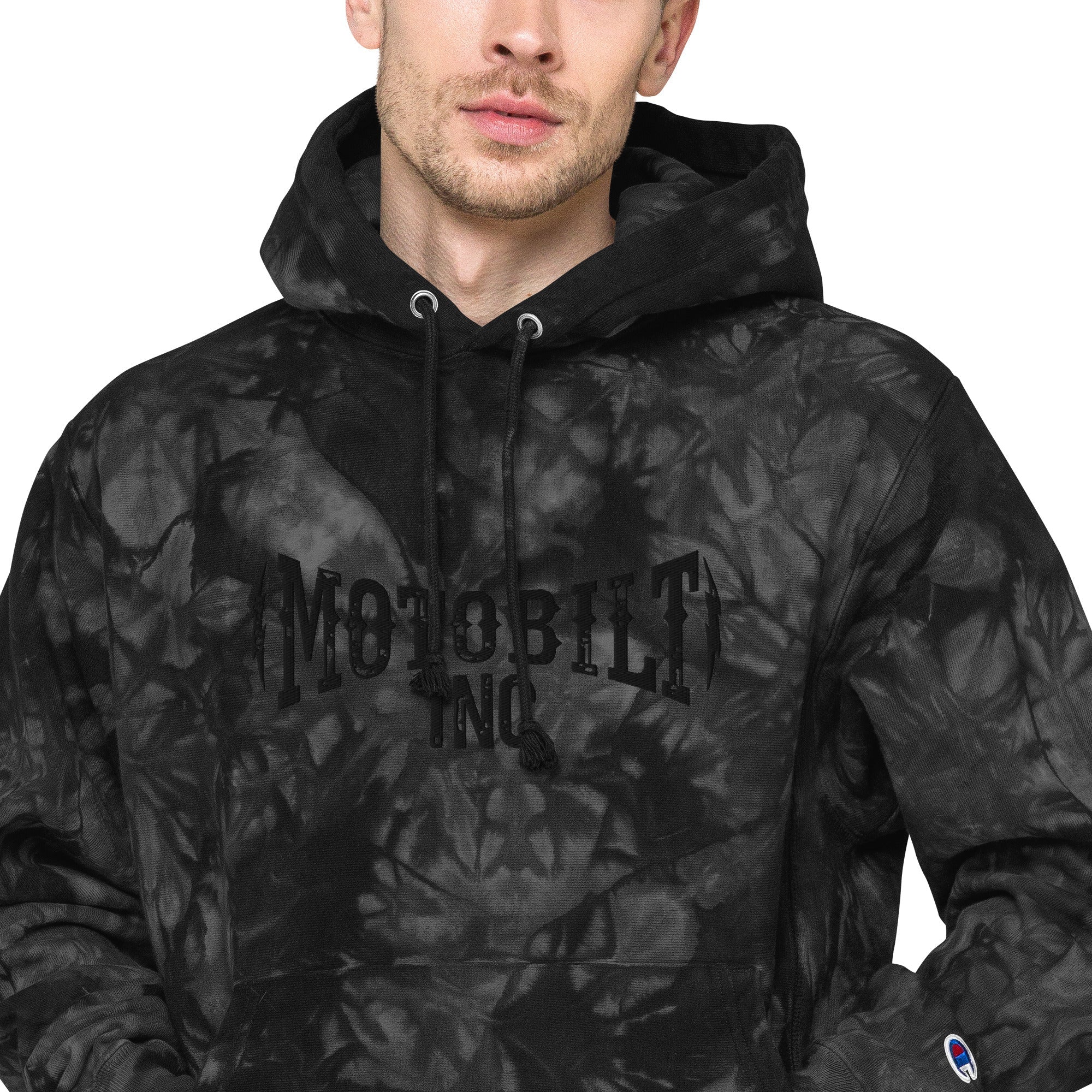 Motobilt Embroidered Champion tie-dye hoodie