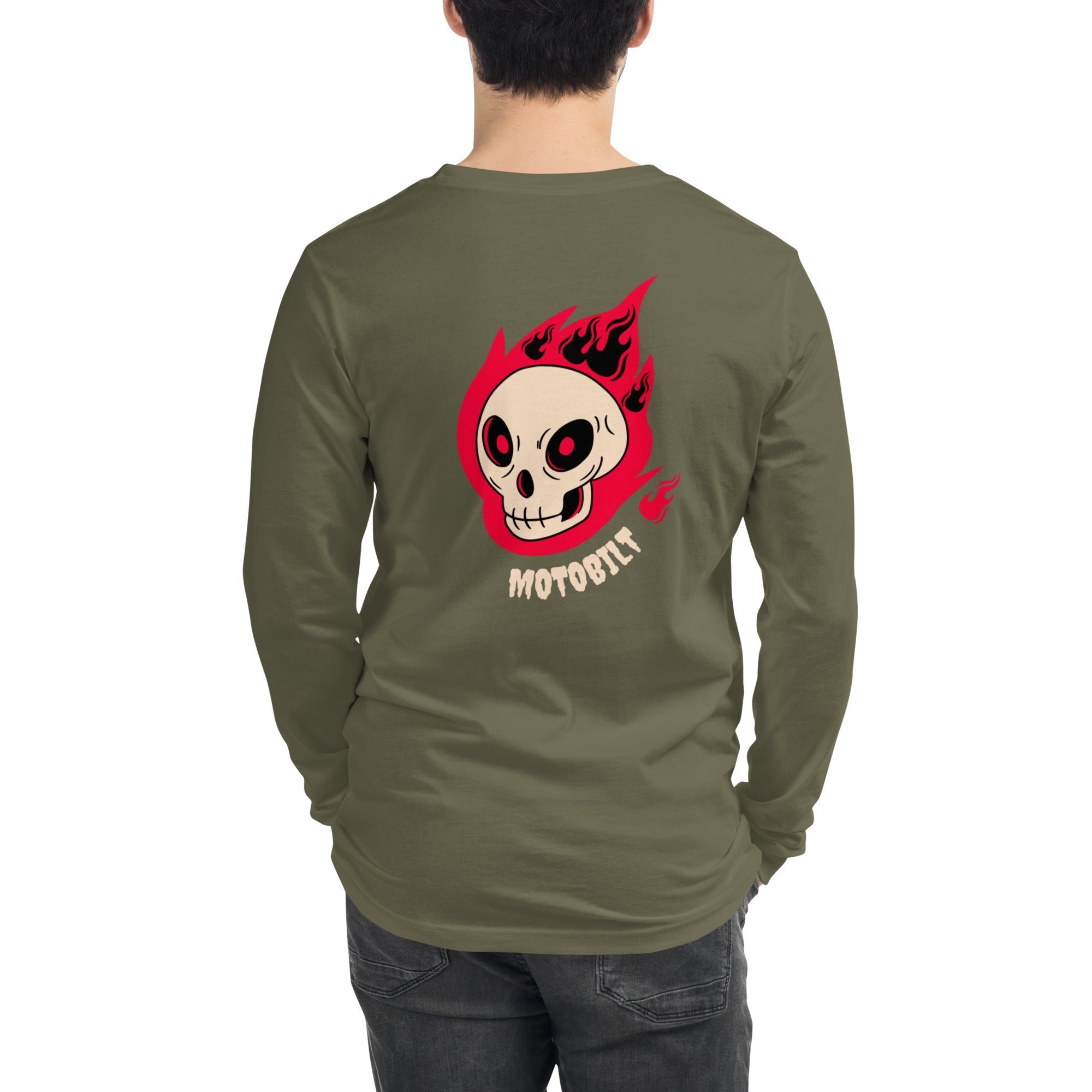 Motobilt Skulls on Fire Long Sleeve Tee